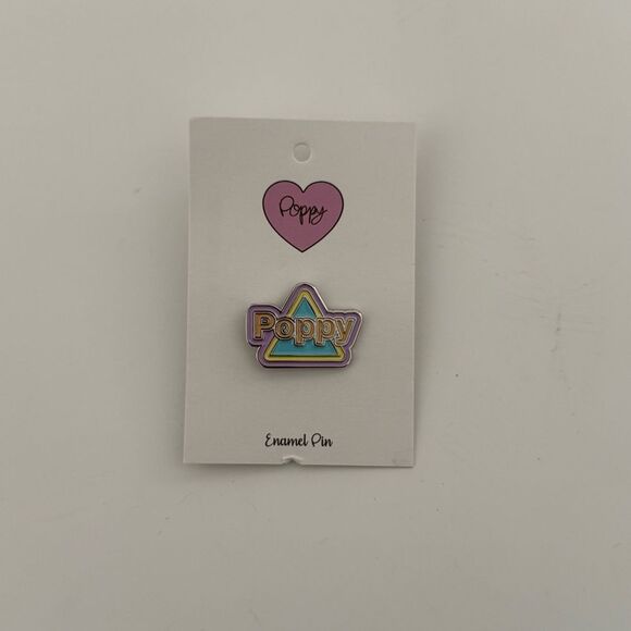 POPPY TRIANGLE LOGO ENAMEL LAPEL PIN - Picture 1 of 2